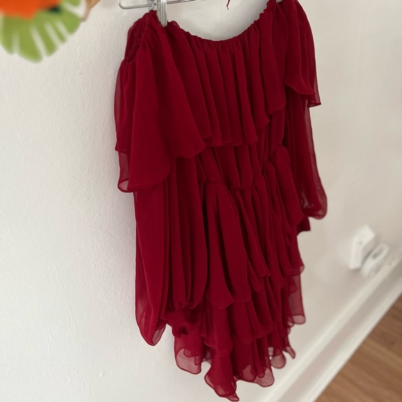 VTG 80s SILK CHIFFON red dress Toronto boutique Wayne Clark - Picture 10 of 11